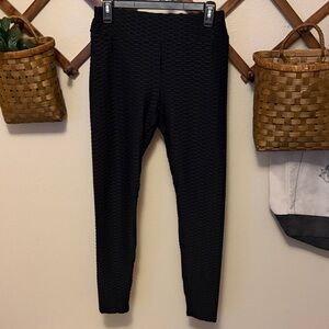 Black Textured Leggings